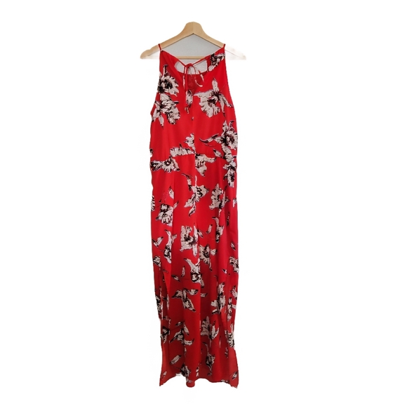 RIVER ISLAND Scarlet Floral Haulter Maxi Dress Tie-back Wedding Guest Size UK 12 - Picture 10 of 10